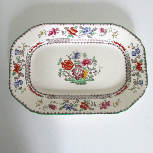 Vintage 10.5" oblong serving plate, Chinese Rose, Copeland Spode, SMALL CHIP - Picture 1 of 16